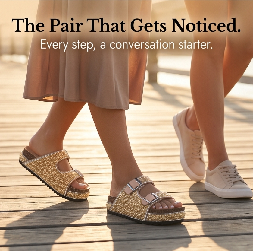 Pearlique – Pearl Platform Slide Sandals