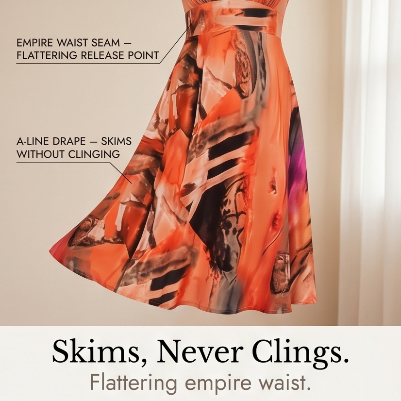 Phaeline – Women's Printed Midi Dress with Attached Cardigan