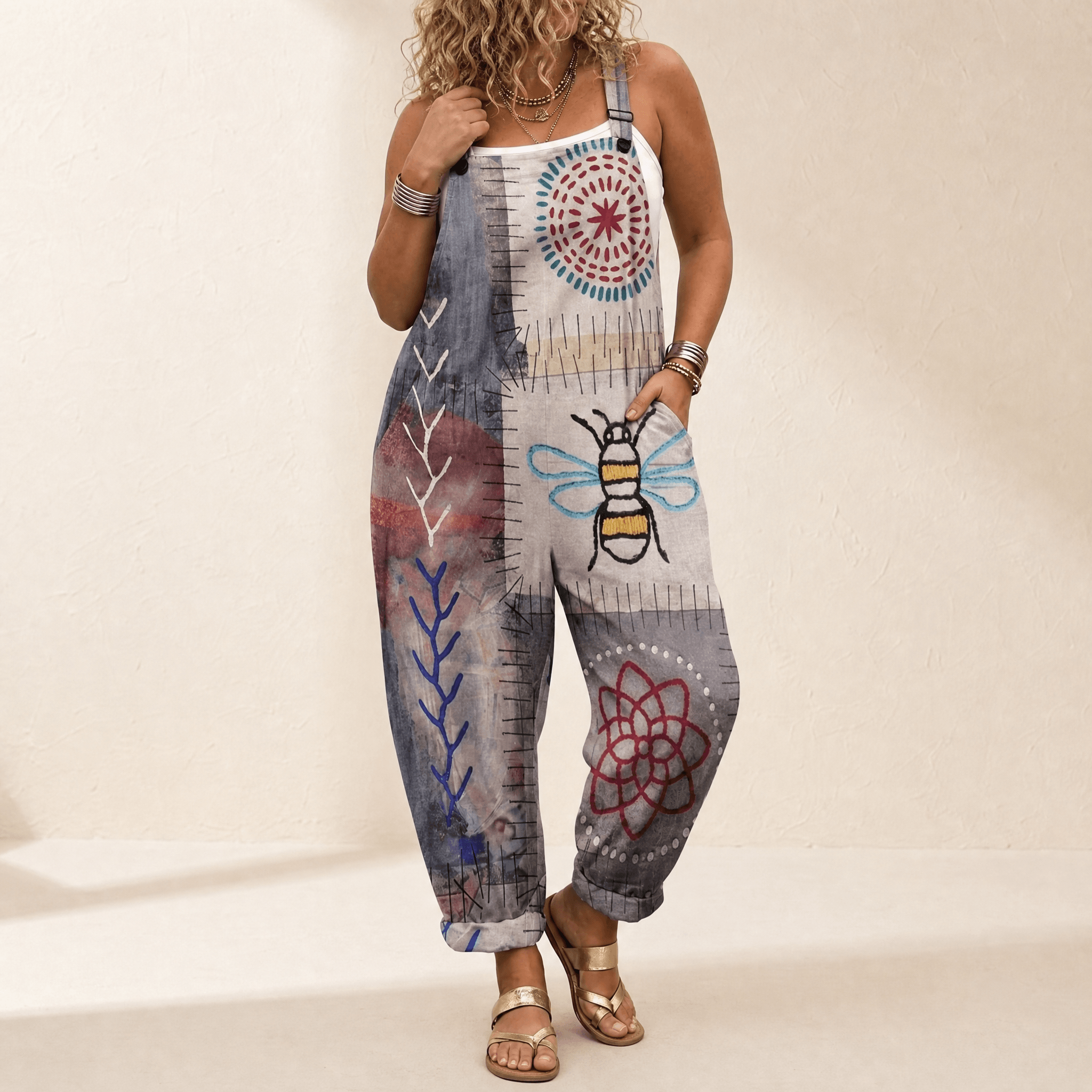 QueenBee – Women's Artisan Print Plus-Size Overall