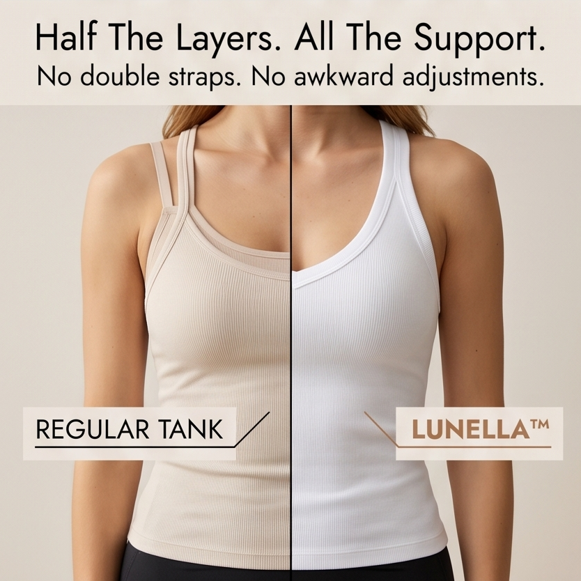 Lunella – Women's Ribbed V-Neck Tank with Built-In Bra