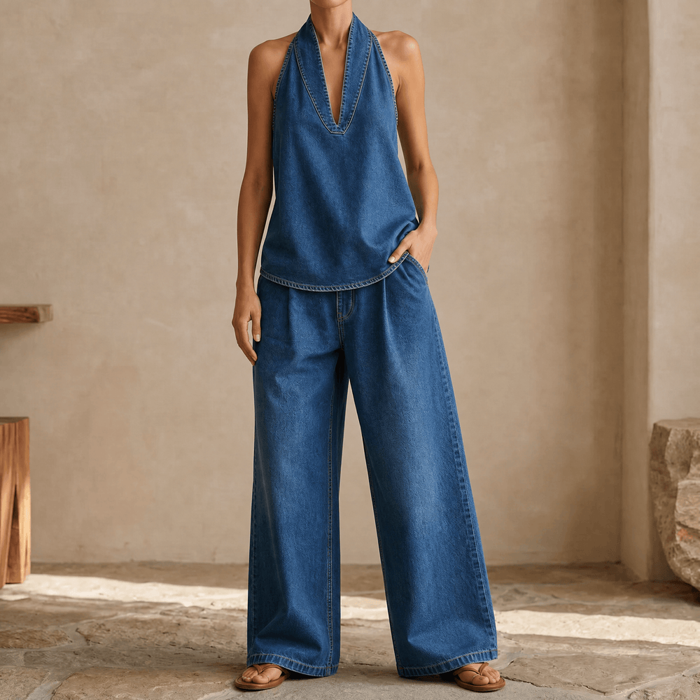Rivella – Washed Denim Two Piece Summer Set