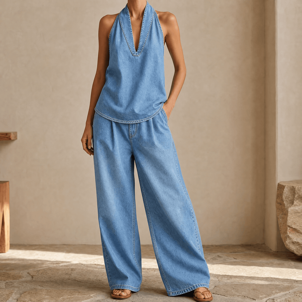 Rivella – Washed Denim Two Piece Summer Set
