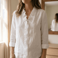 Roselle - Soft Ruffle V-Neck Long Sleeve Blouse