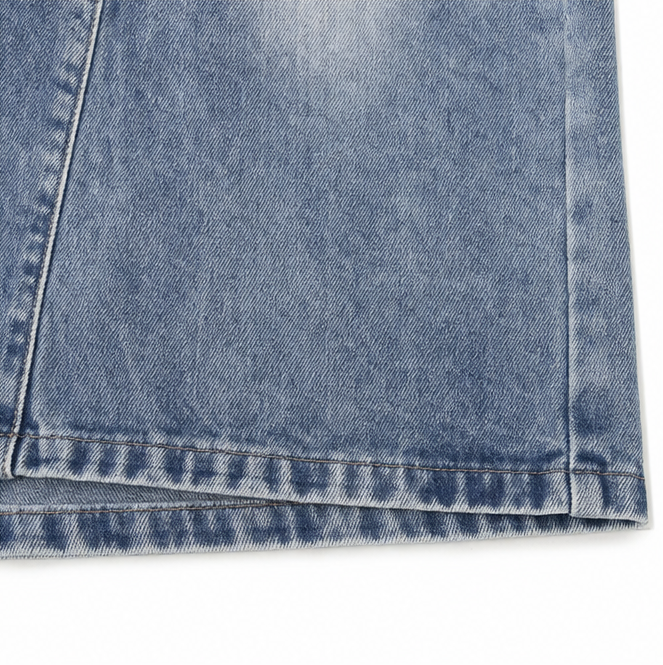 Saviera – Asymmetric Layered Denim Maxi Skirt with High Front Slit