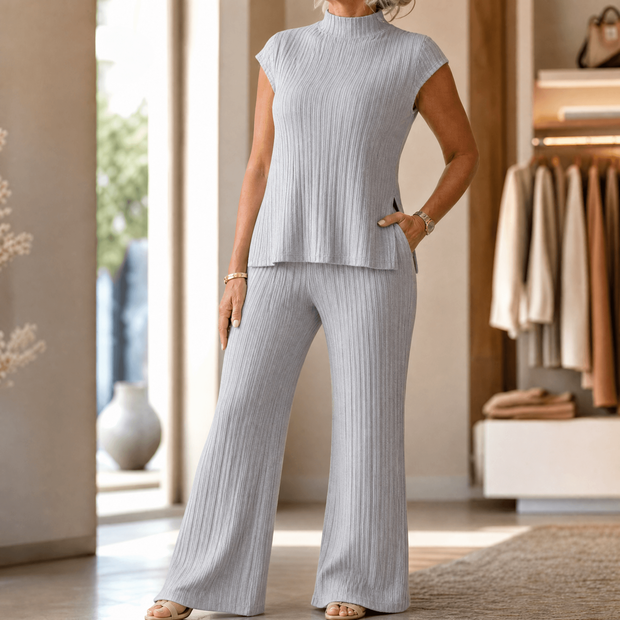 Selmira – Women's Ribbed Knit Two-Piece Set