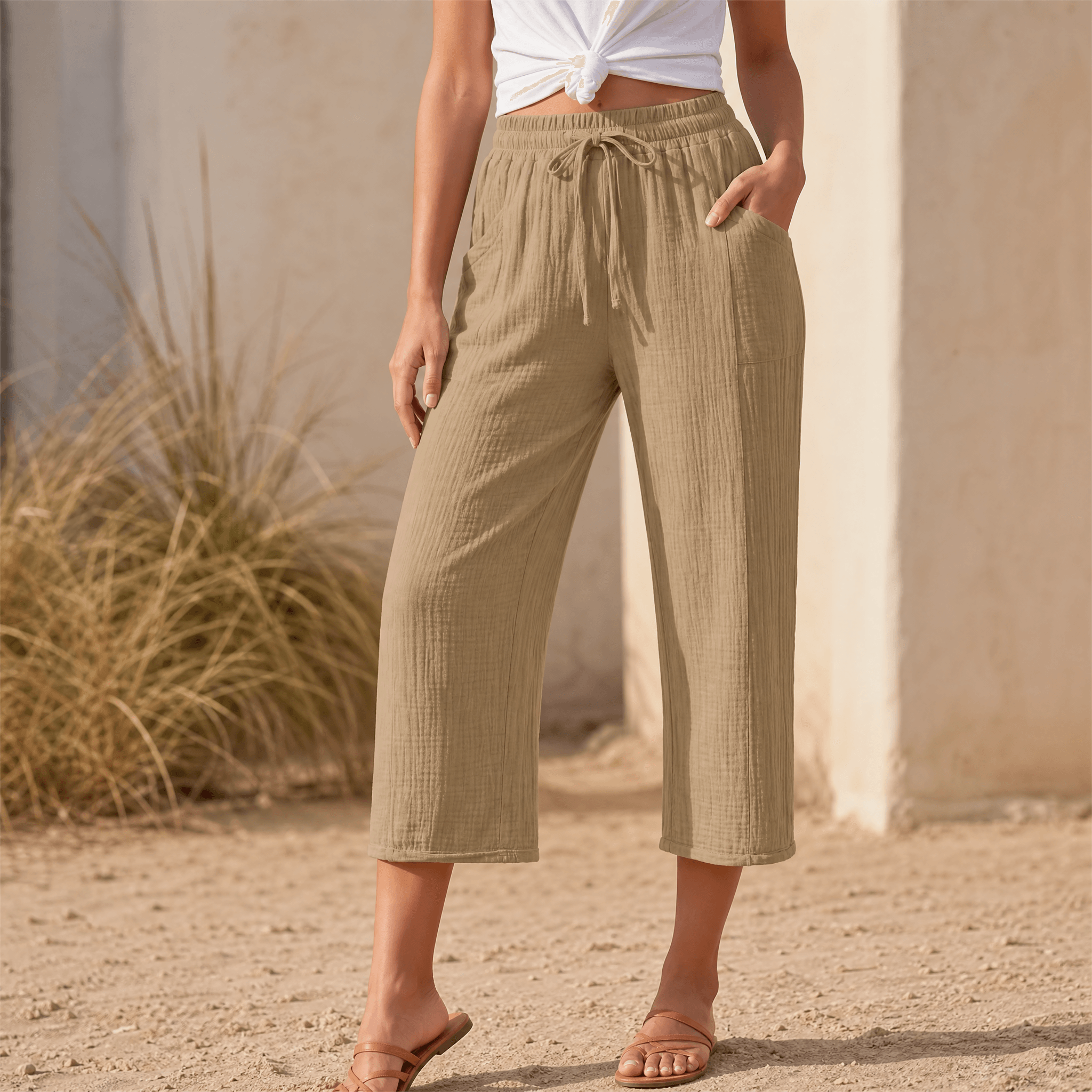Selora – Women's Crinkle Capri Pants