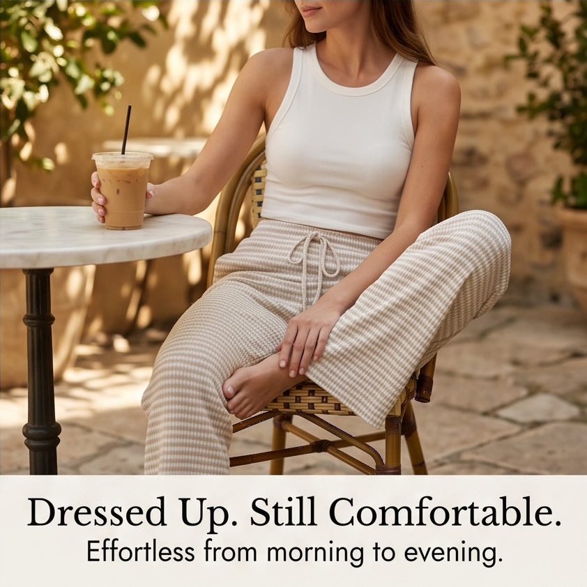 Seralune – Textured Knit Wide-Leg Trousers