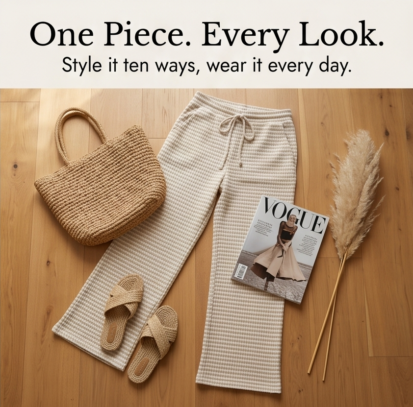 Seralune – Textured Knit Wide-Leg Trousers