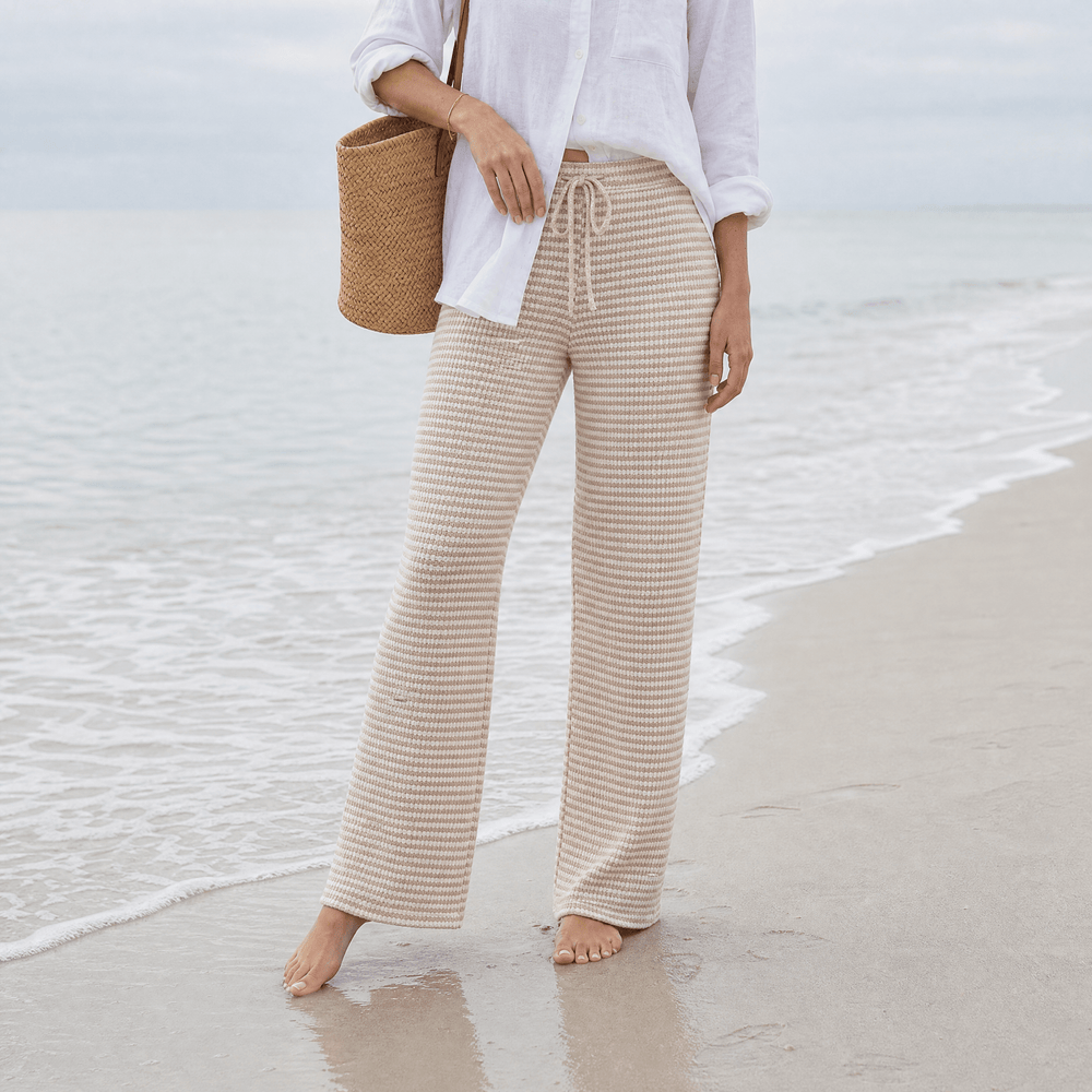 Seralune – Textured Knit Wide-Leg Trousers