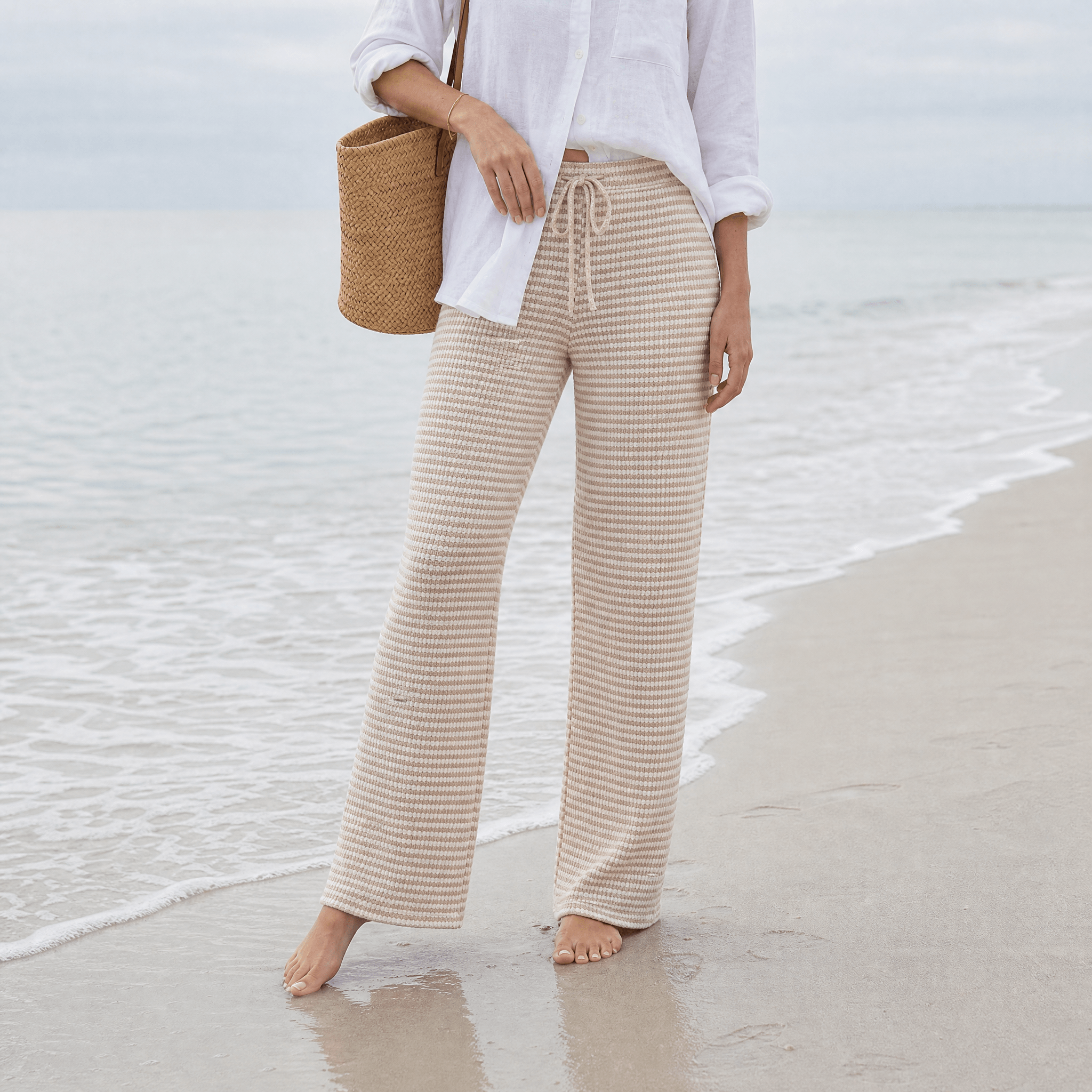 Seralune – Textured Knit Wide-Leg Trousers