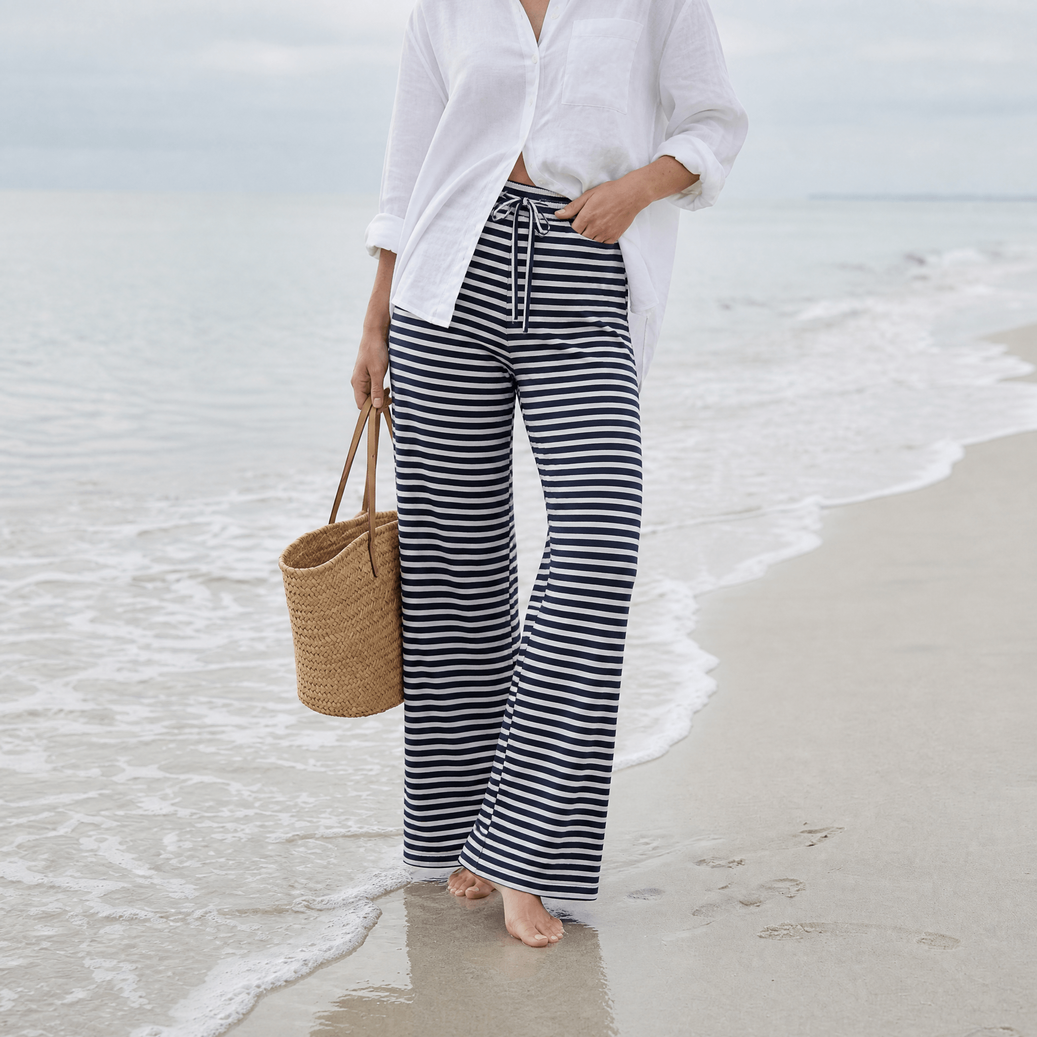 Seralune – Textured Knit Wide-Leg Trousers