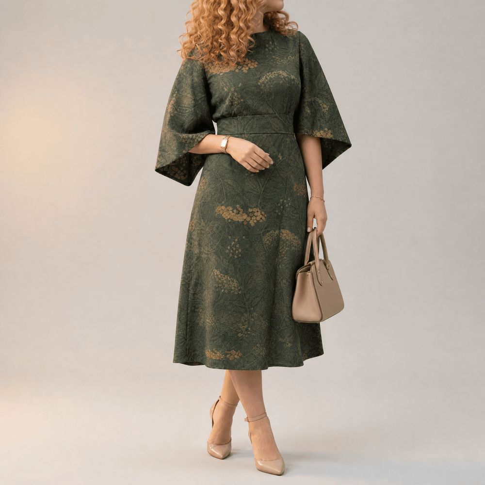 Serenza – Women's Vintage Tapestry Plus-Size Midi Dress
