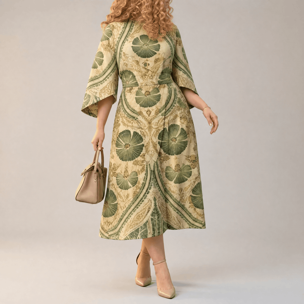 Serenza – Women's Vintage Tapestry Plus-Size Midi Dress