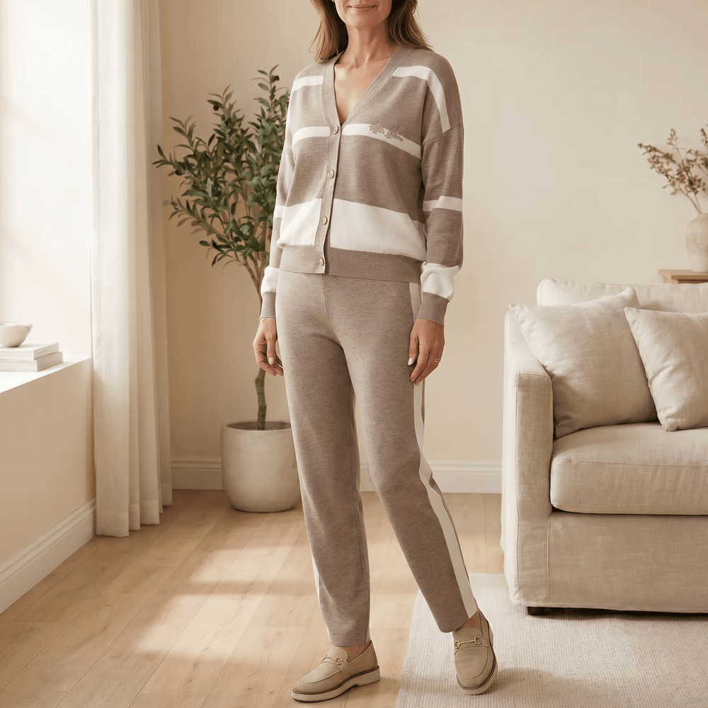 Lunessa – Striped Knit Cardigan and Pants Set