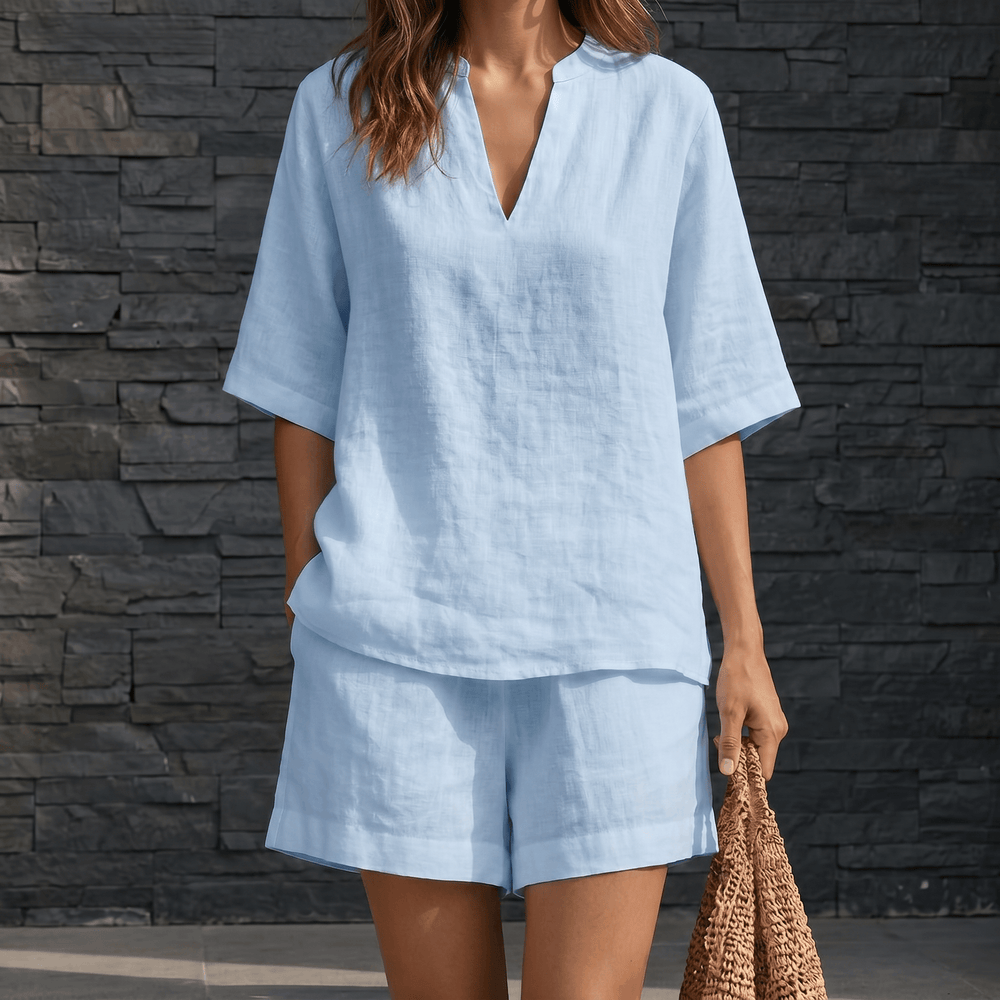 Veluna – Women's Breezy V-Neck Summer Set
