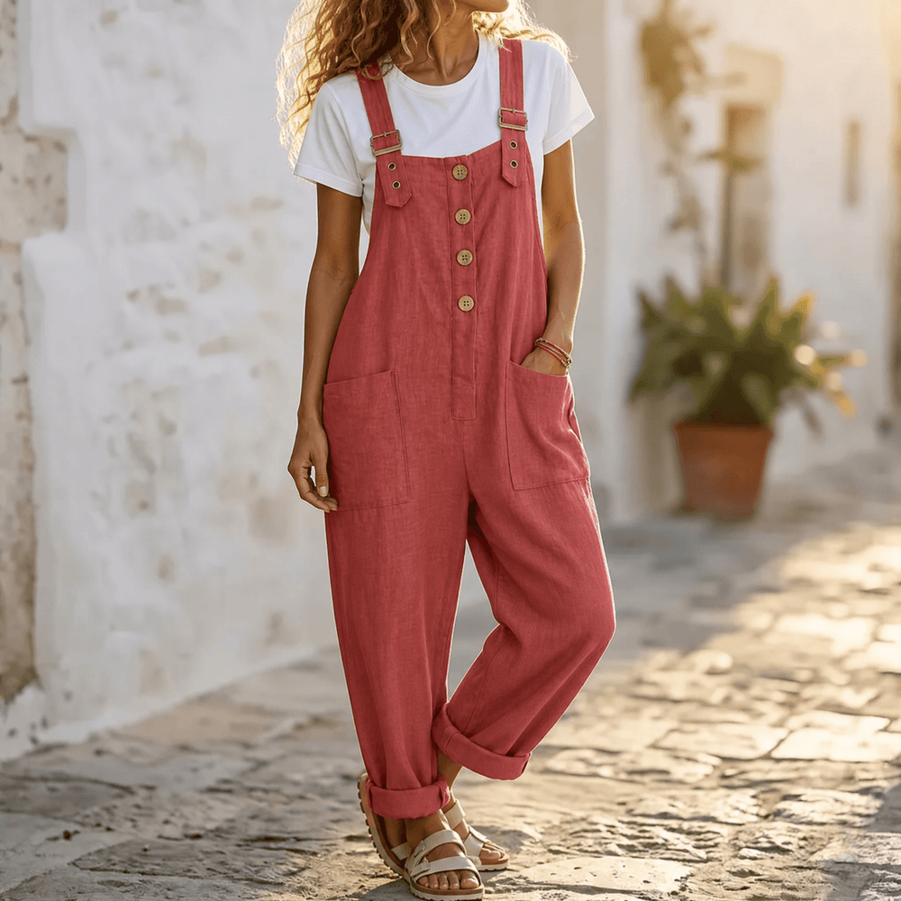 Slowlinen – Loose Button-Front Overalls