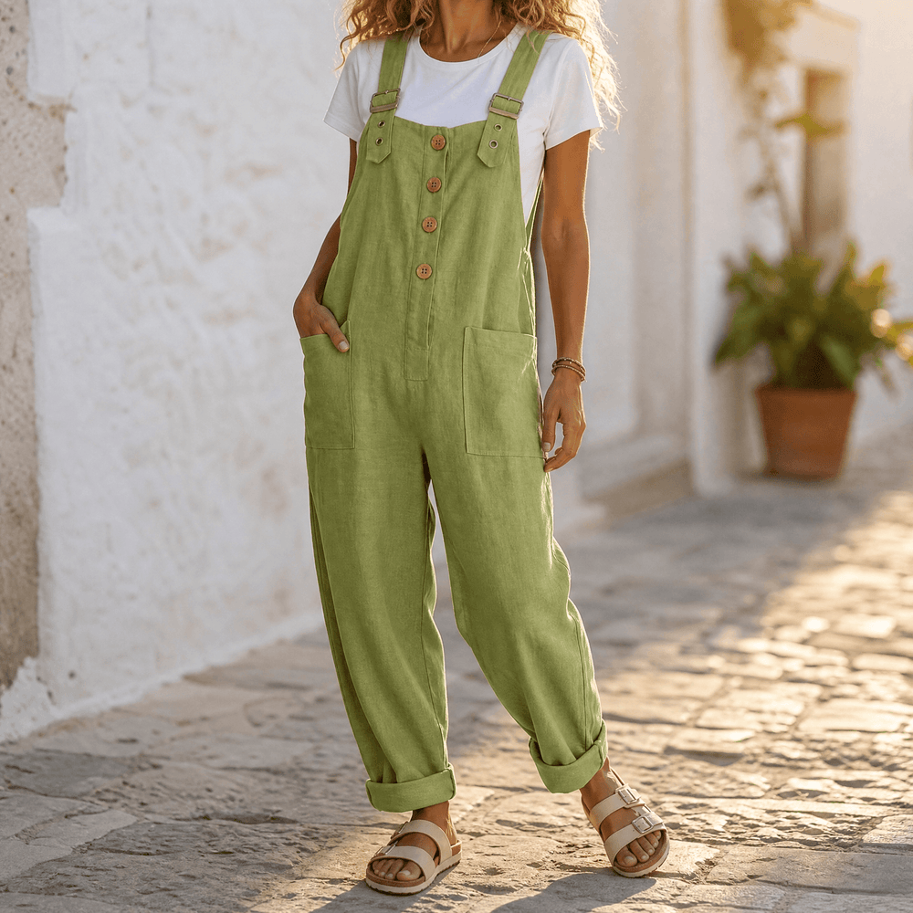 Slowlinen – Loose Button-Front Overalls