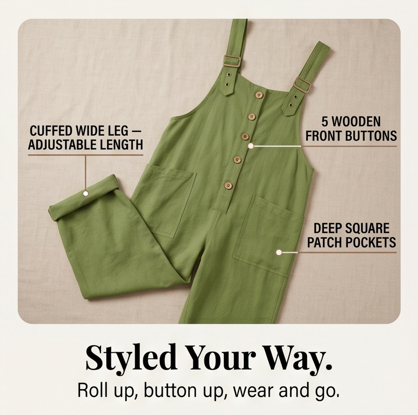 Slowlinen – Loose Button-Front Overalls