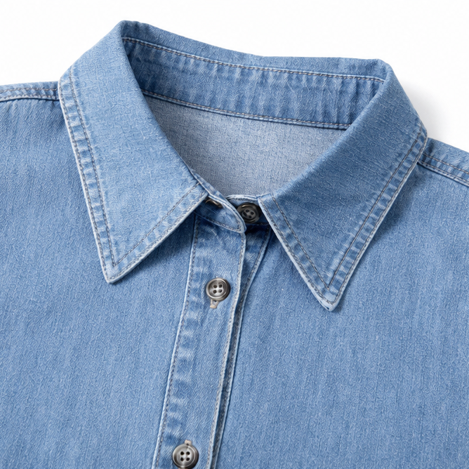Soléa – Women's Shirt Dress with Pockets, A-Line Midi, Button Down
