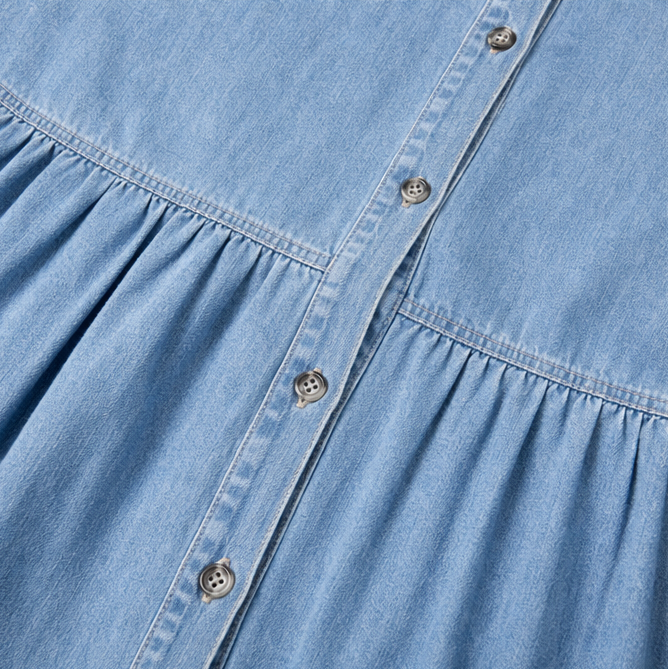 Soléa – Women's Shirt Dress with Pockets, A-Line Midi, Button Down