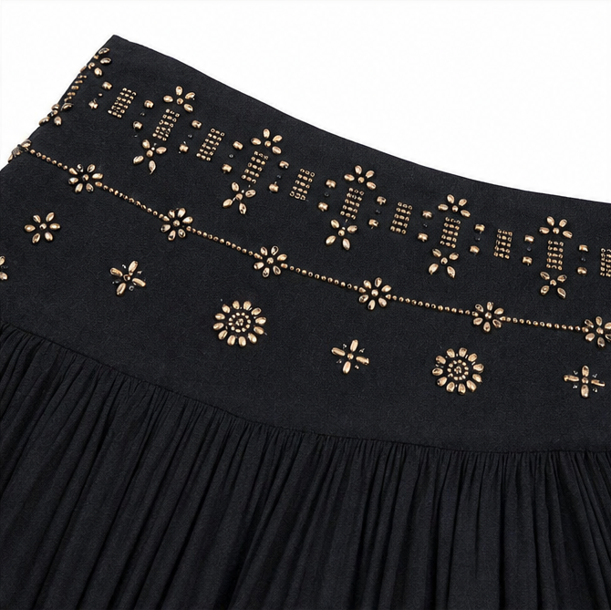 Soléra – High Waist A-Line Boho Maxi Skirt for Women