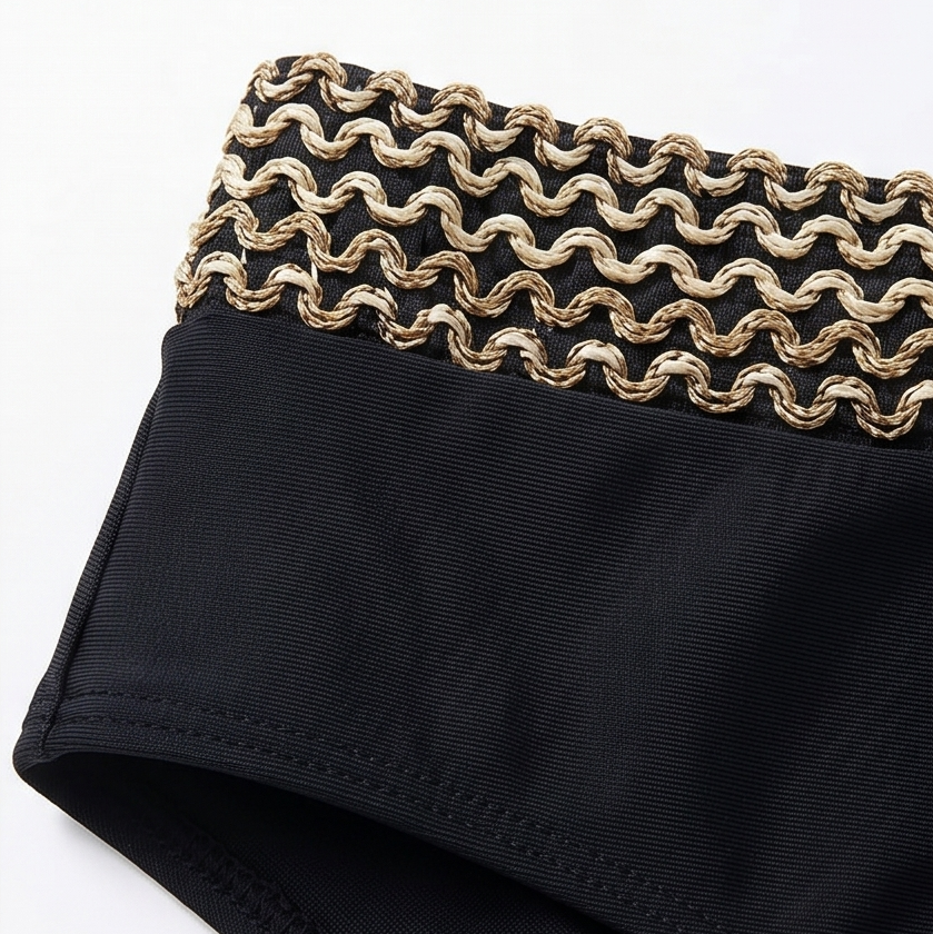 Soléra – Woven Chain-Trim High-Waist Bikini