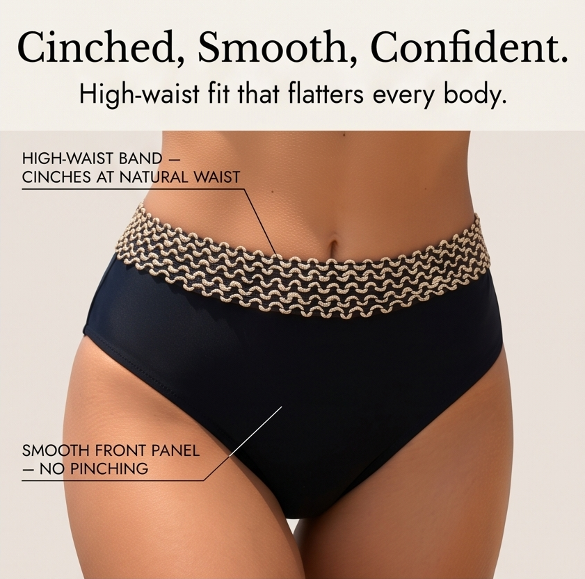 Soléra – Woven Chain-Trim High-Waist Bikini