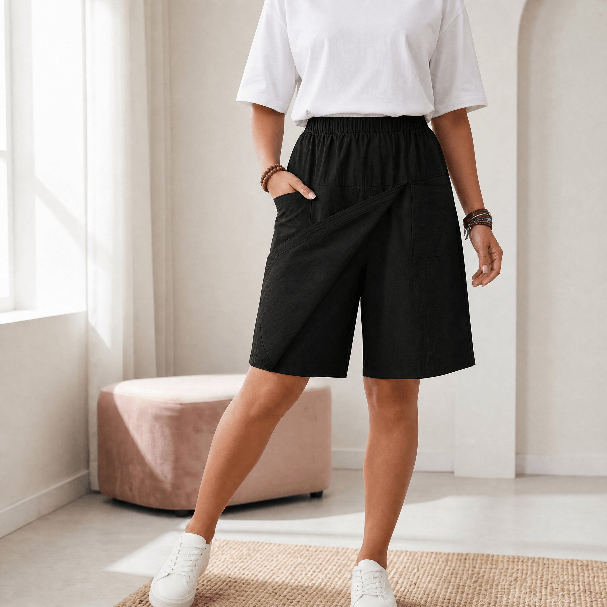 Soléva – Women's Wrap-Front Skort with Hidden Shorts