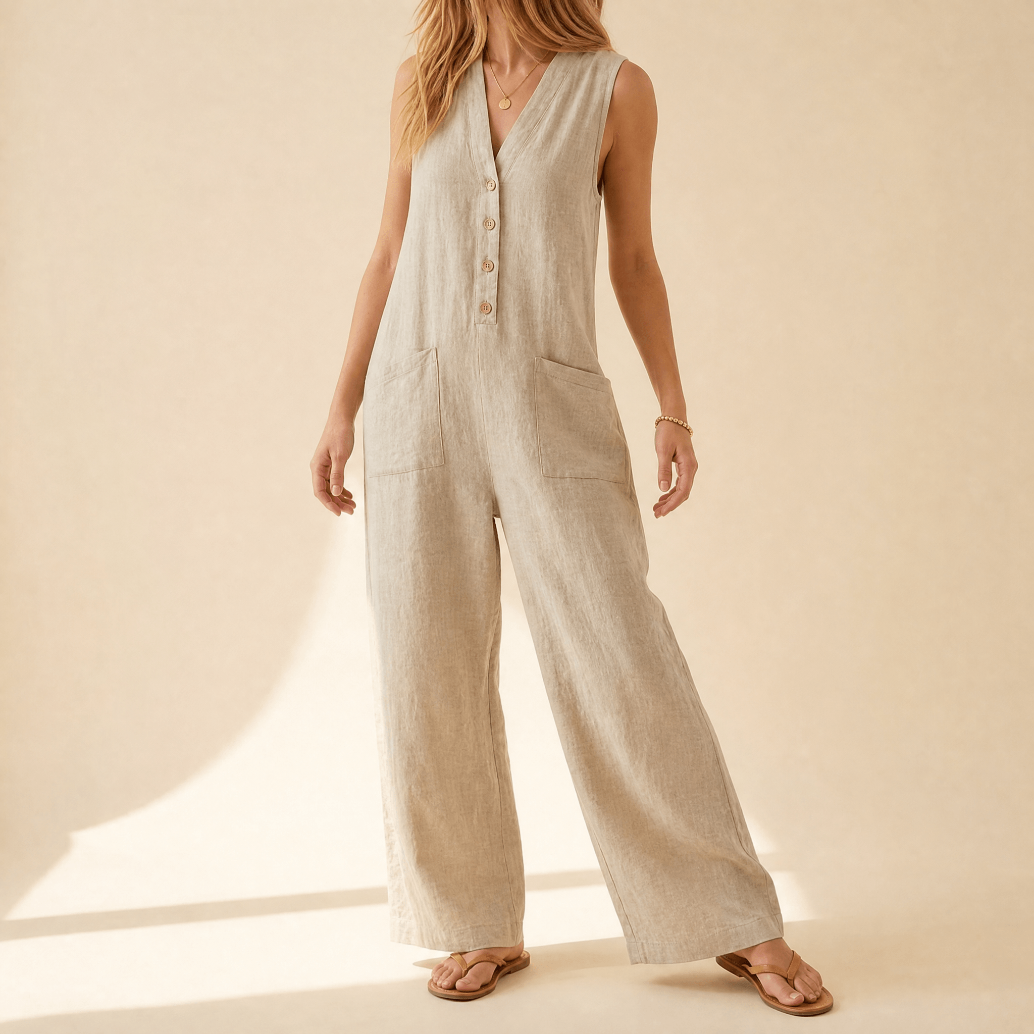 Solaine – Women's breezy button front jumpsuit