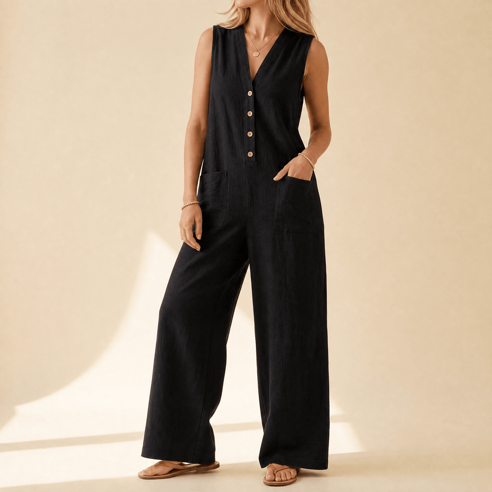 Solaine – Women's breezy button front jumpsuit