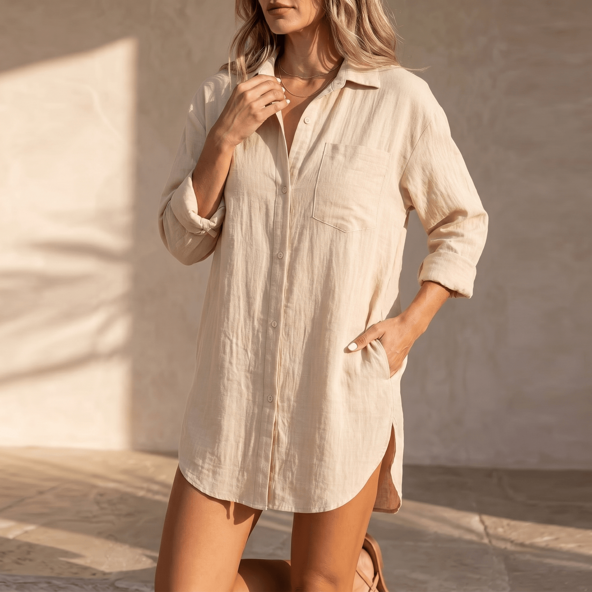 Solaire – Women's breathable cotton button up shirt