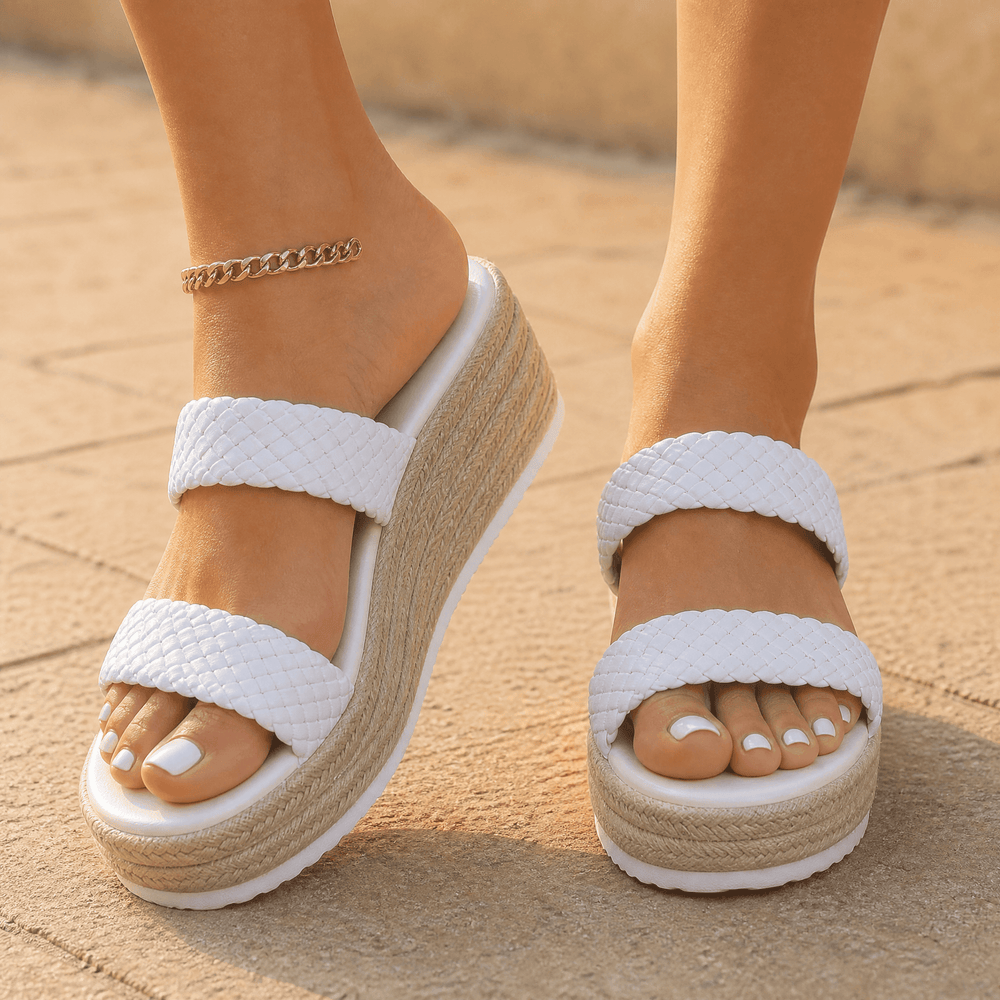 Solara – Braided Platform Wedge Slides