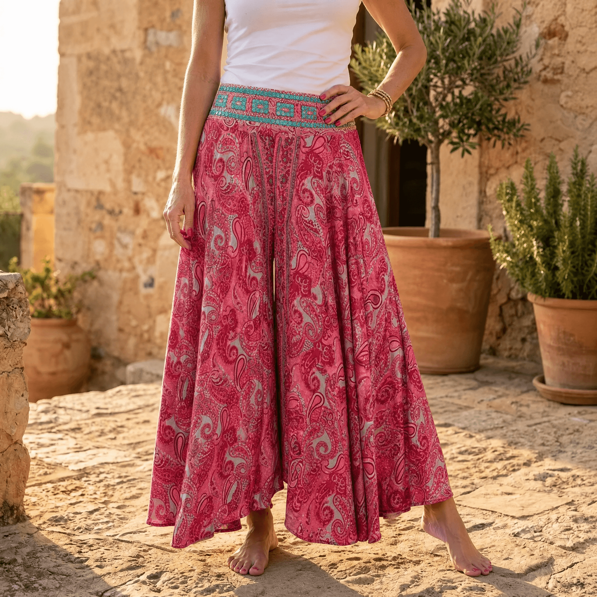 Solara – Women's Flowy Paisley Palazzo Pants