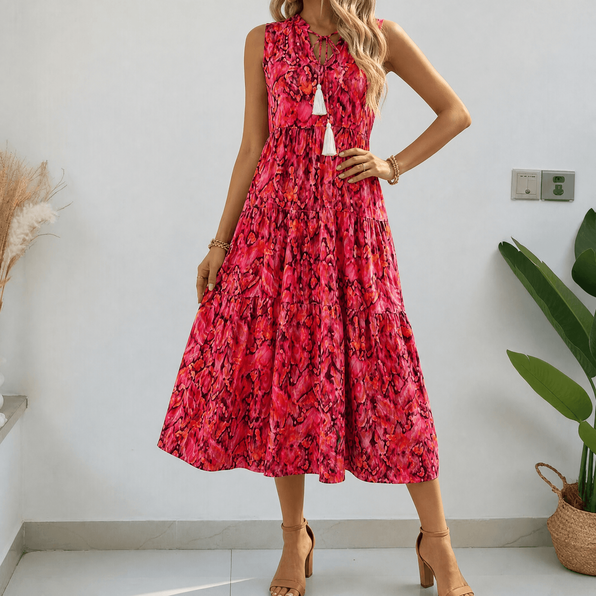 Soleia – Women's Tiered Boho Midi Dress