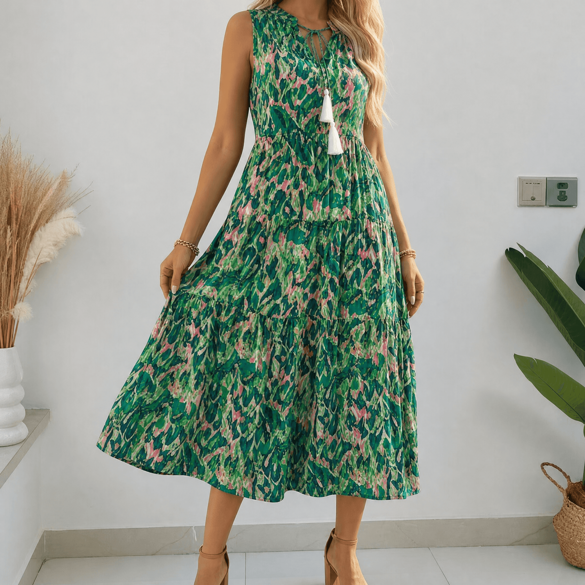 Soleia – Women's Tiered Boho Midi Dress