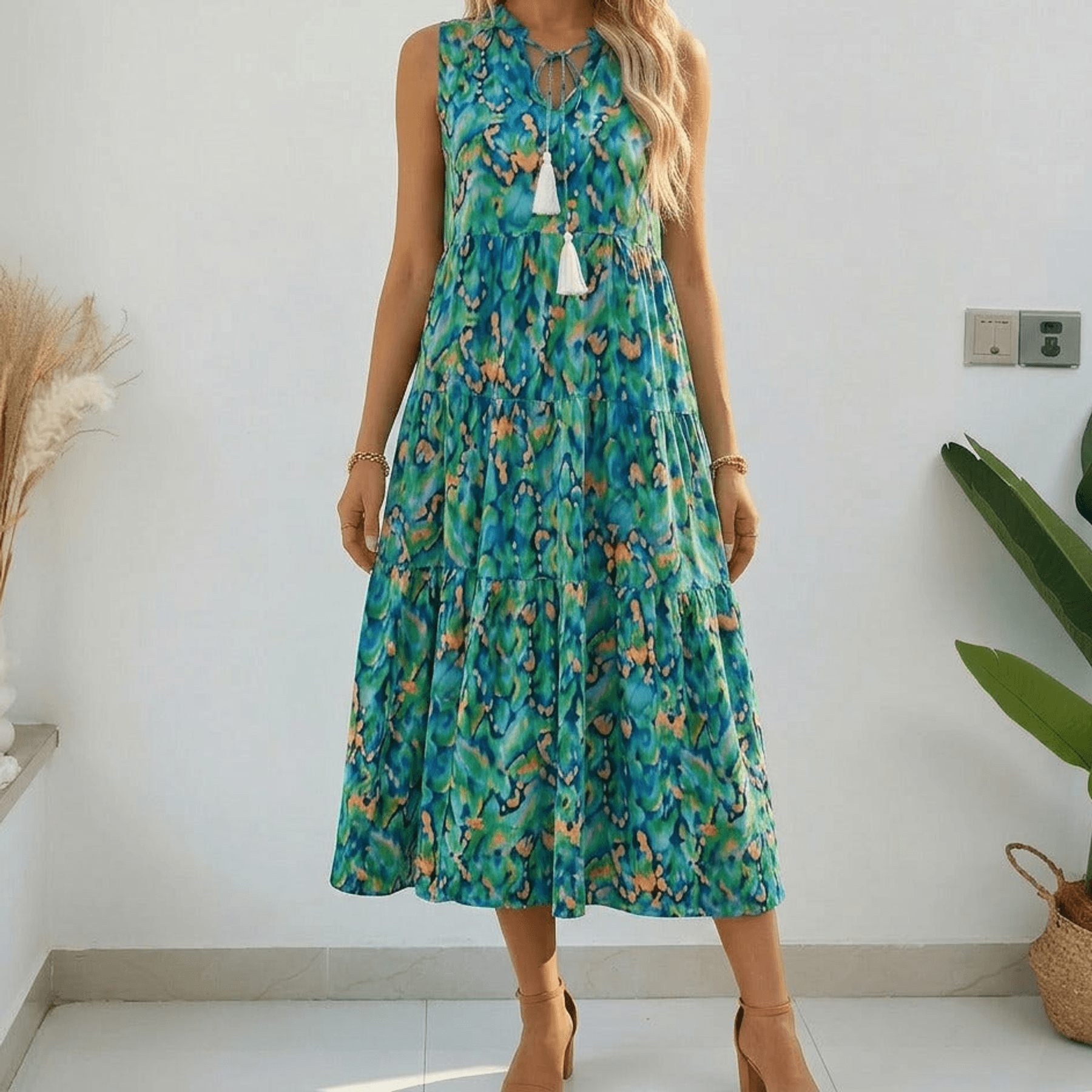 Soleia – Women's Tiered Boho Midi Dress