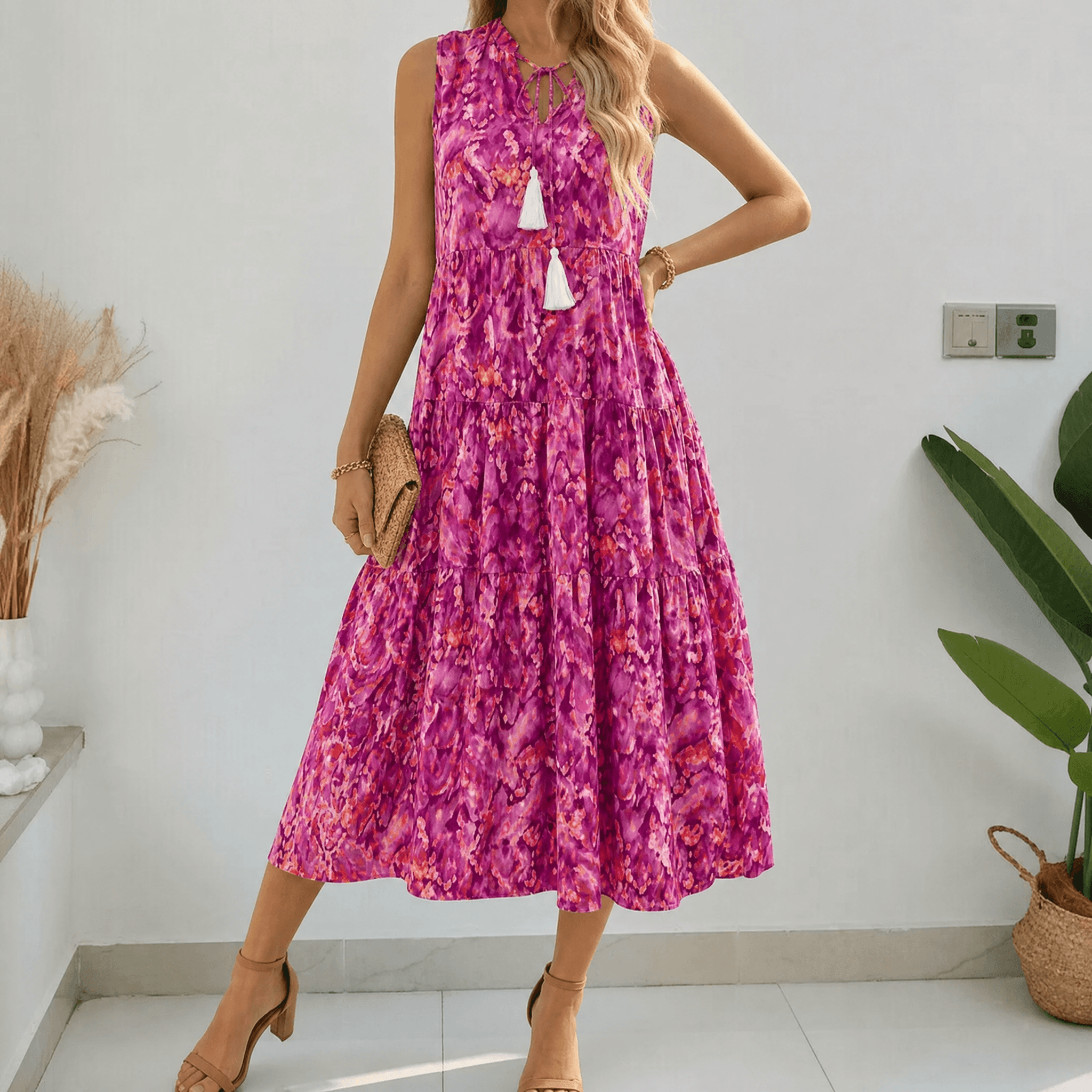Soleia – Women's Tiered Boho Midi Dress