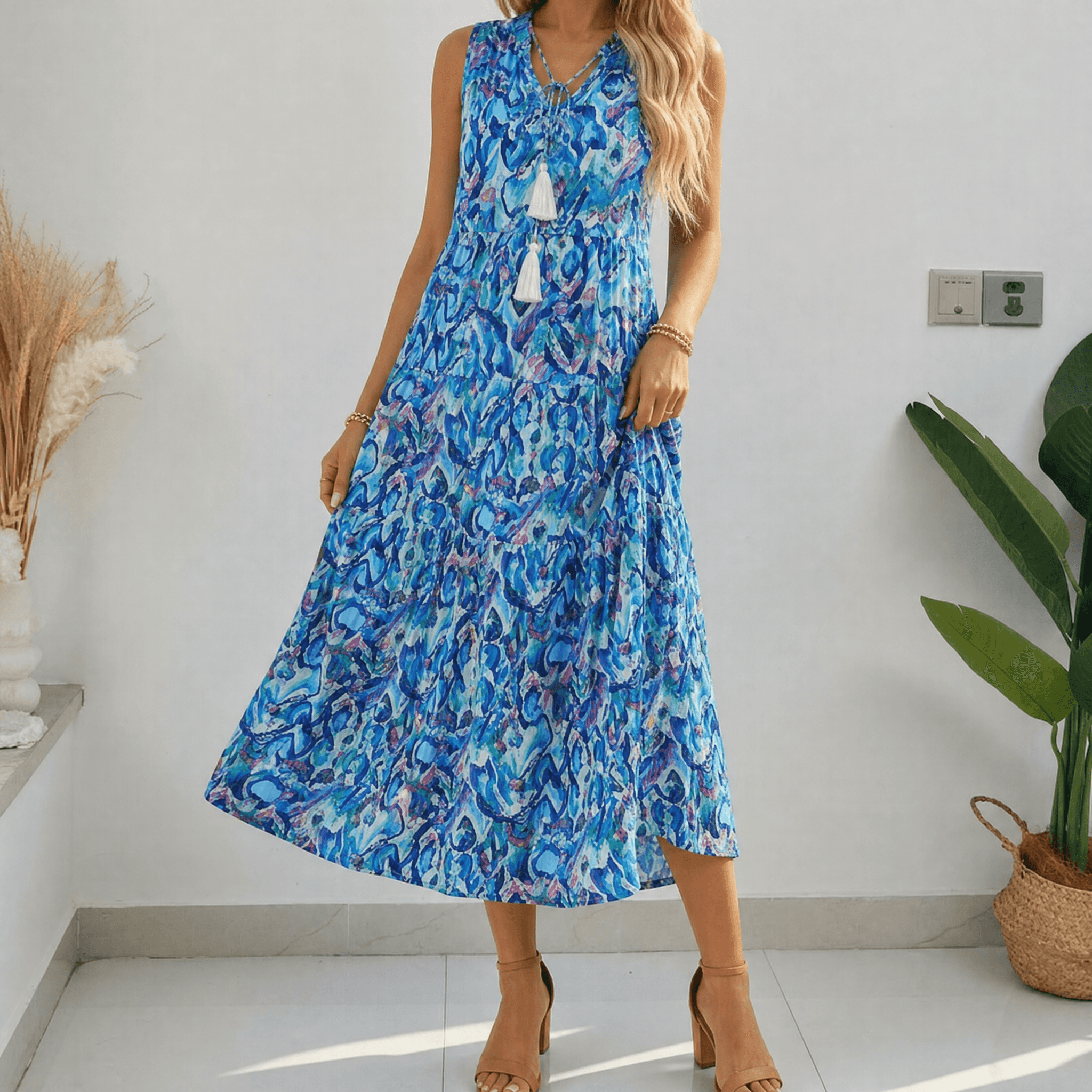 Soleia – Women's Tiered Boho Midi Dress