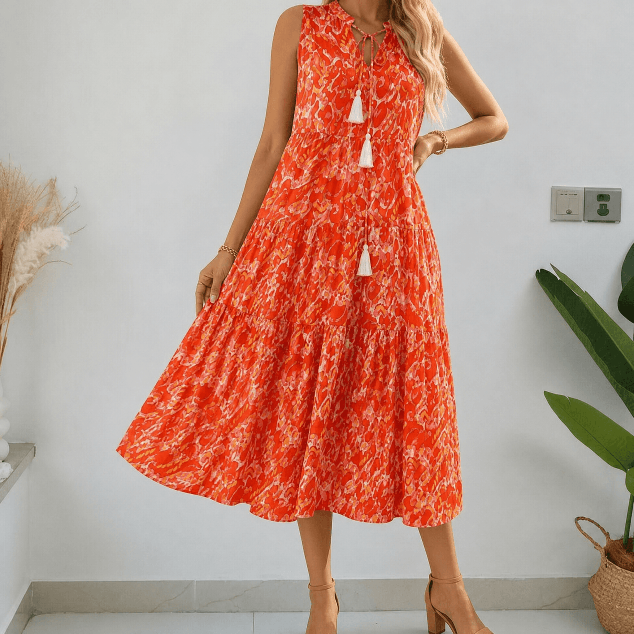 Soleia – Women's Tiered Boho Midi Dress