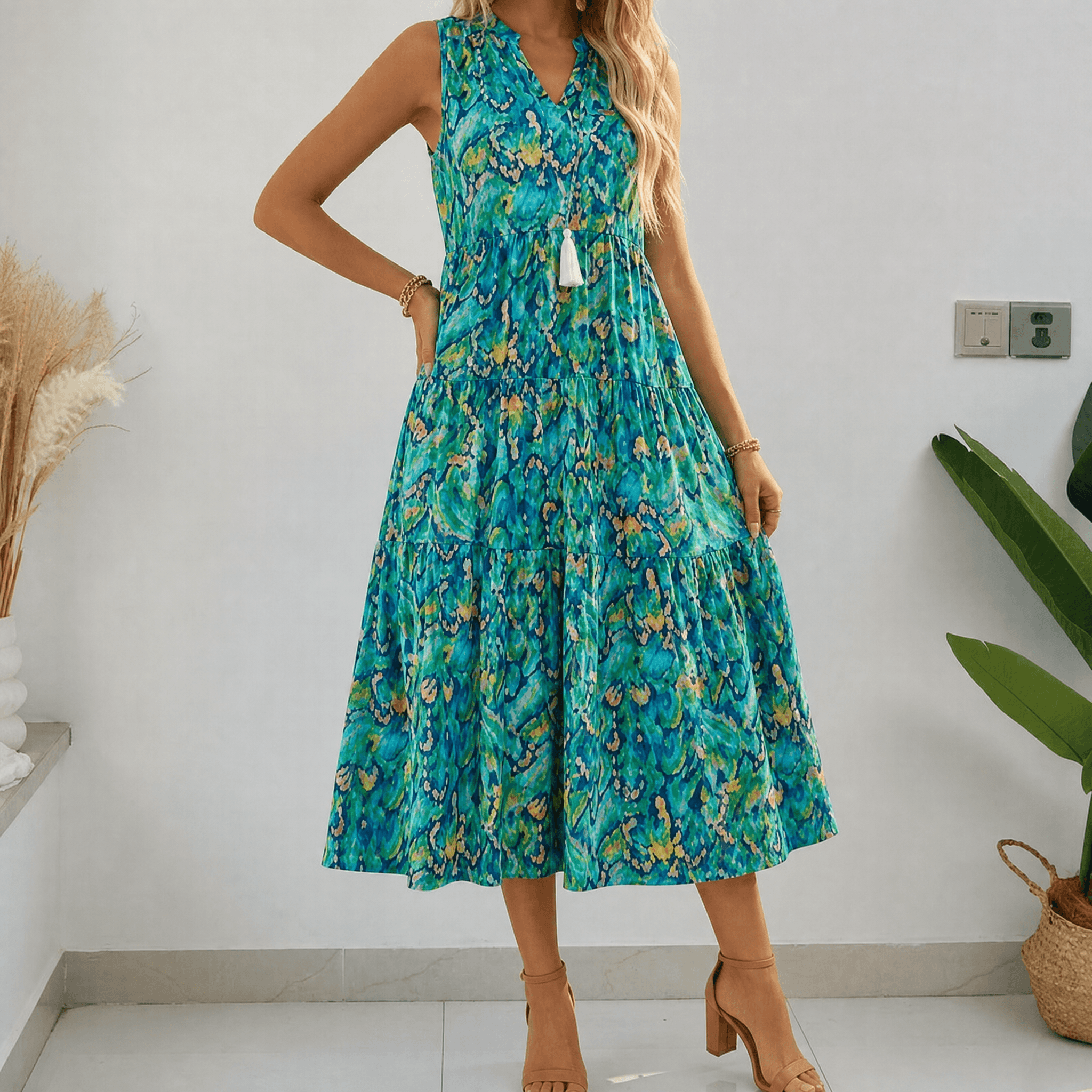 Soleia – Women's Tiered Boho Midi Dress