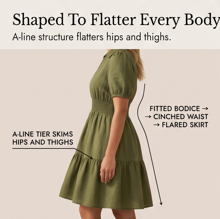 Solenna – Women's Smocked Waist Tiered Mini Dress