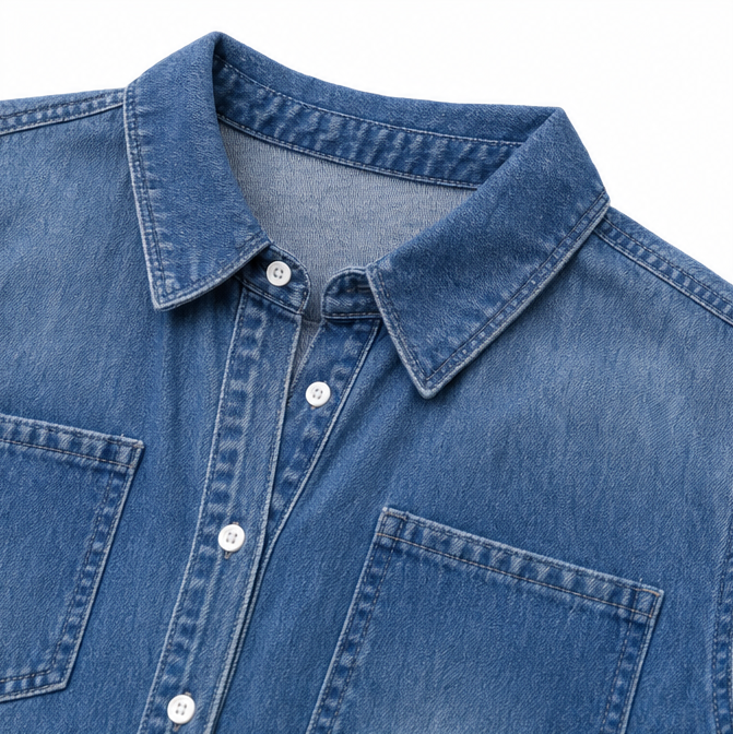 Solenna – Soft Denim Button-Front Romper with Pockets