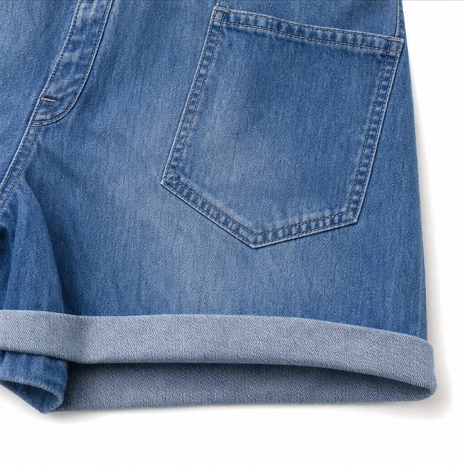 Solenna – Soft Denim Button-Front Romper with Pockets
