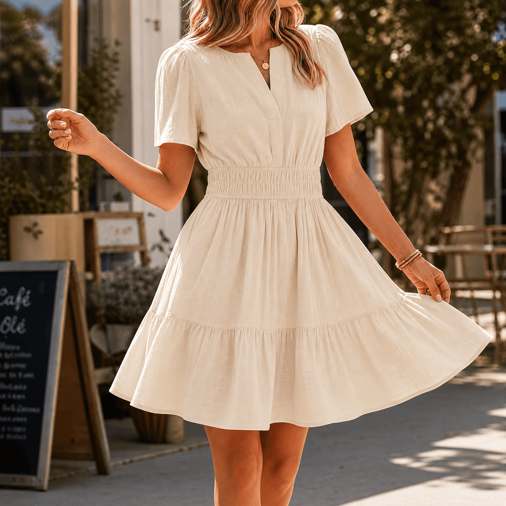 Solenna – Women's Smocked Waist Tiered Mini Dress