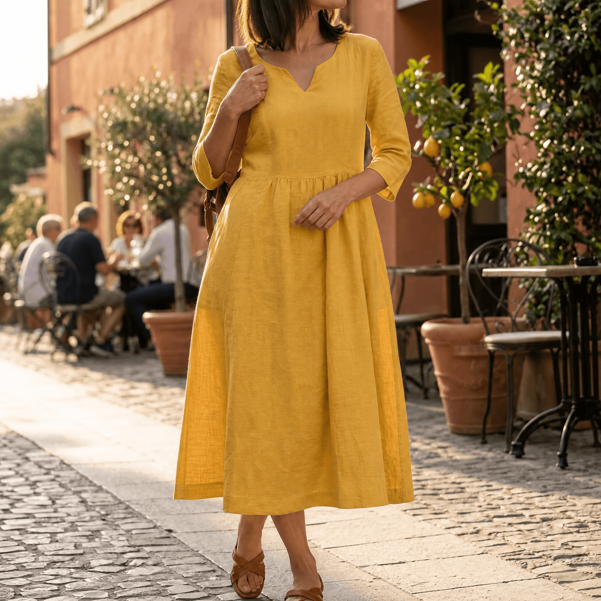 Solenne – Relaxed V-Neck Midi Dress