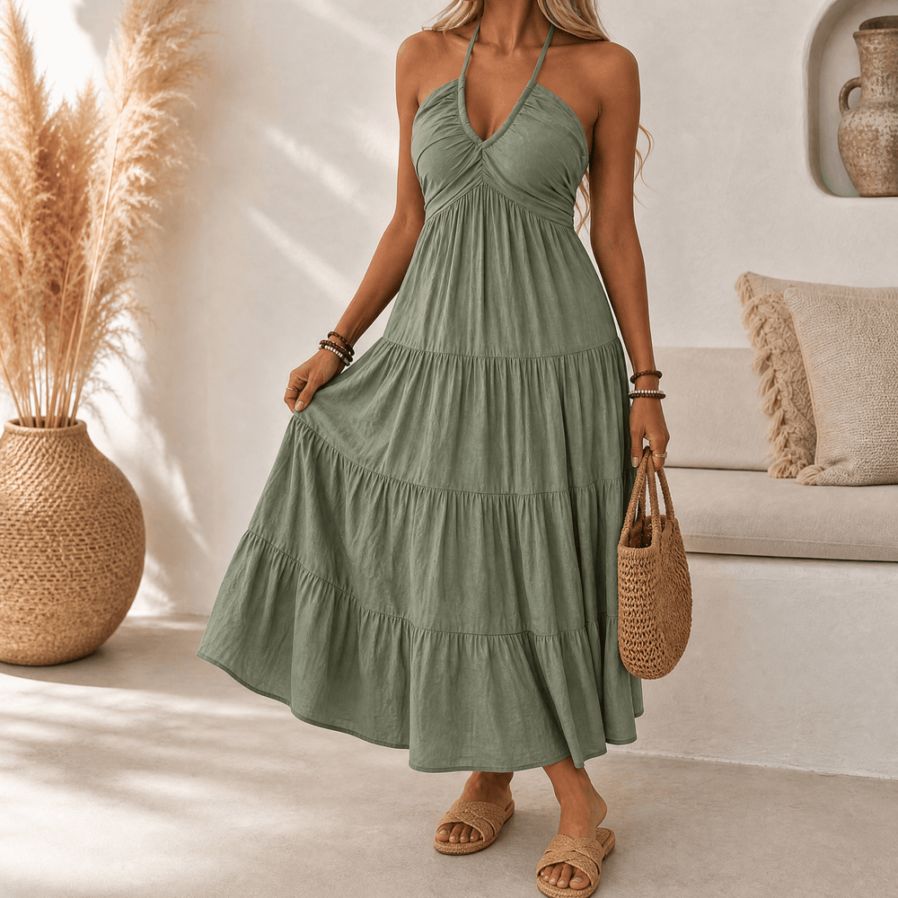 Solenne – Women's Flowy Halter Maxi Dress