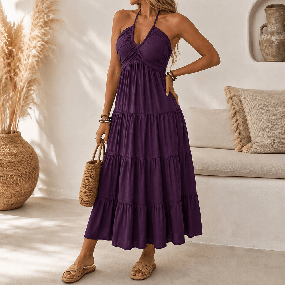 Solenne – Women's Flowy Halter Maxi Dress