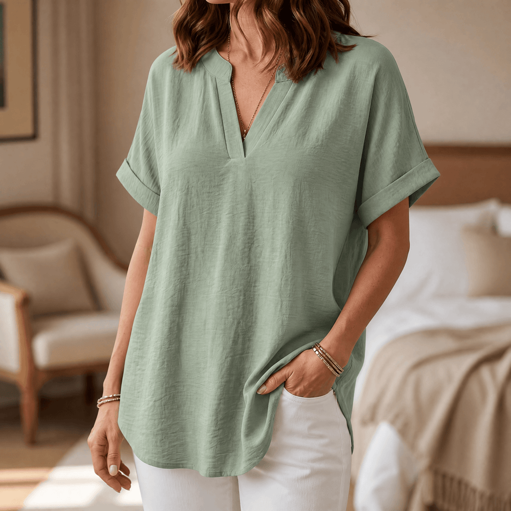 Solenne – Women's Soft Drape V-Neck Blouse