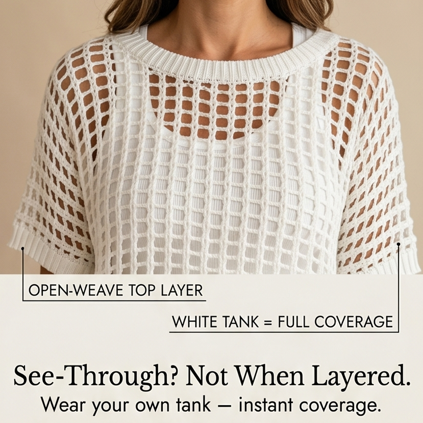 Solenya – Women's Breezy Open-Knit Summer Top