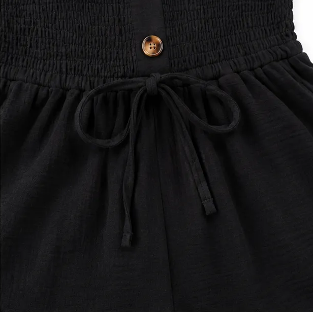 Solenya – Strapless Smocked Wide Leg Tube Romper